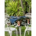 thumbnail image 2 of Outdoor Tablecloth with Umbrella Hole and Zipper, Christmas Santa Claus Round Table Cloth 60 Inch Waterproof Tablecloth, Cartoon Xmas Elk Snowflakes Black Picnic Table Cover for Patio Camping, 2 of 7