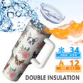 thumbnail image 5 of OBREWU Boston Terrier Dog and Flower Florals Tumbler with Handle and Lid,Boston Terrier Dog and Flower Florals 40oz Double Wall Vacuum Insulated Tumbler,Cups Gift for Women and Men, 5 of 7
