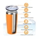 thumbnail image 2 of Vaso De Acero Inoxidable 20oz Con Tapa Y Popote Naranja Belug, 2 of 5