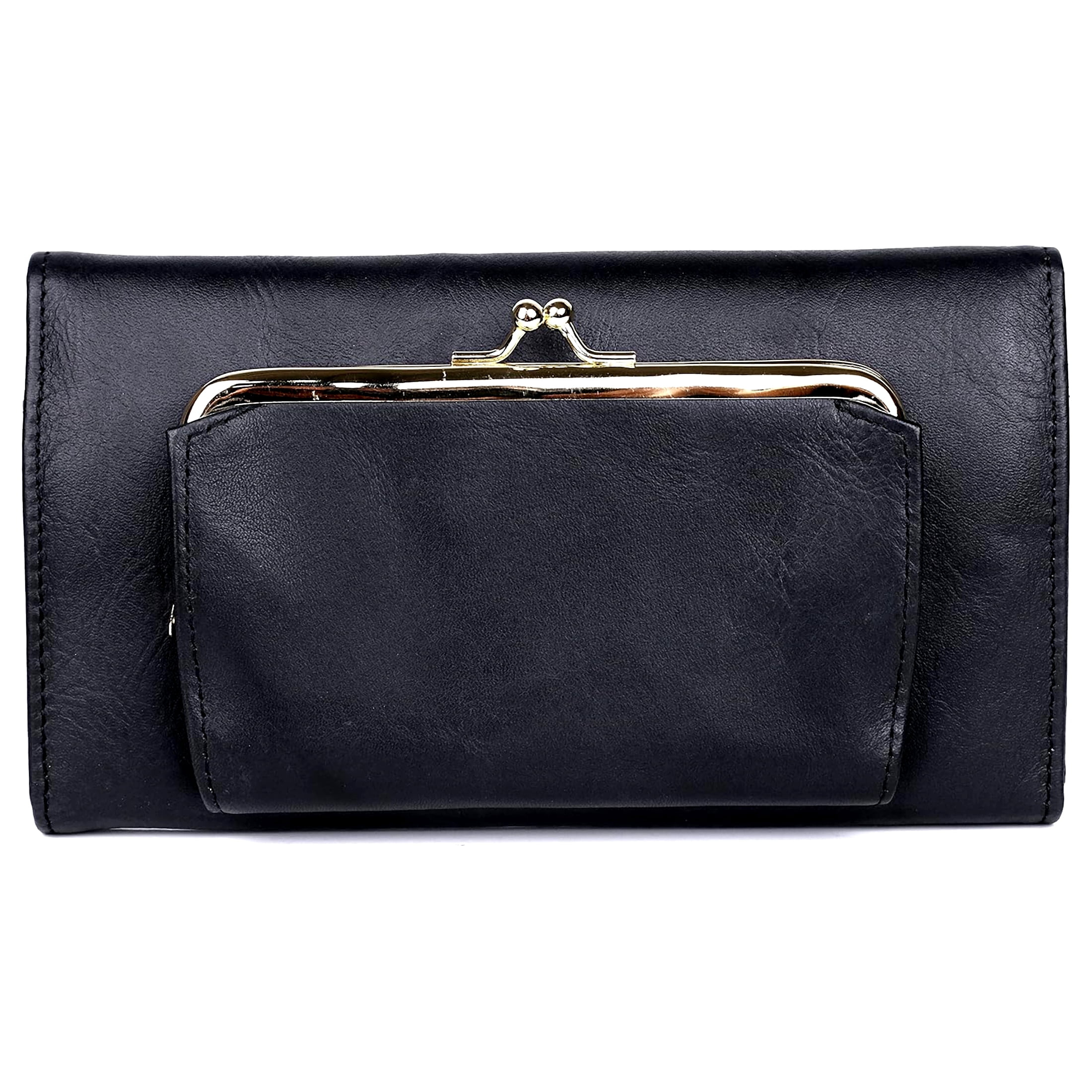 Julia Buxton Women's Heiress Organizer Clutch Leather, Black
