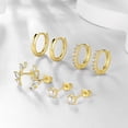 thumbnail image 5 of 4pcs Small Hoop Earrings for Women, 14k White Gold Plated Small Stackable Earrings Set for Multiple Piercing, Dainty Cartilage Huggie Studs Sets Earring for Women, 5 of 7