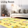 thumbnail image 2 of ODIKA 8'x10' Machine Washable Non-Slip Area Rug, Storybook Alphabet Parade with Friendly Characters and Decorative Lettering High Traffic Rug with Pad, Yellow, 691350, 2 of 8