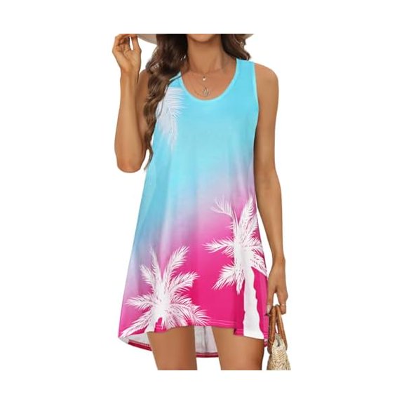 Womens Swimsuit Cover Up Summer Sleeveless T Shirt Beach Dress Tank Bikini Coverups