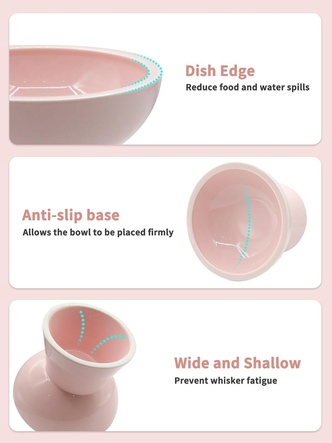 Elevated   and Water Bowls Set, Extra Wide and Raised Ceramic Feeder, Anti-Vomit -Free  Feeding Bowl for Kittens Adult Cats Small Dogs (, Bowl Set)