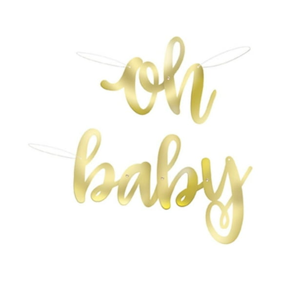 Unique Industries Oh Baby Party Banner, Gold, 2.8 ft, 1 lb