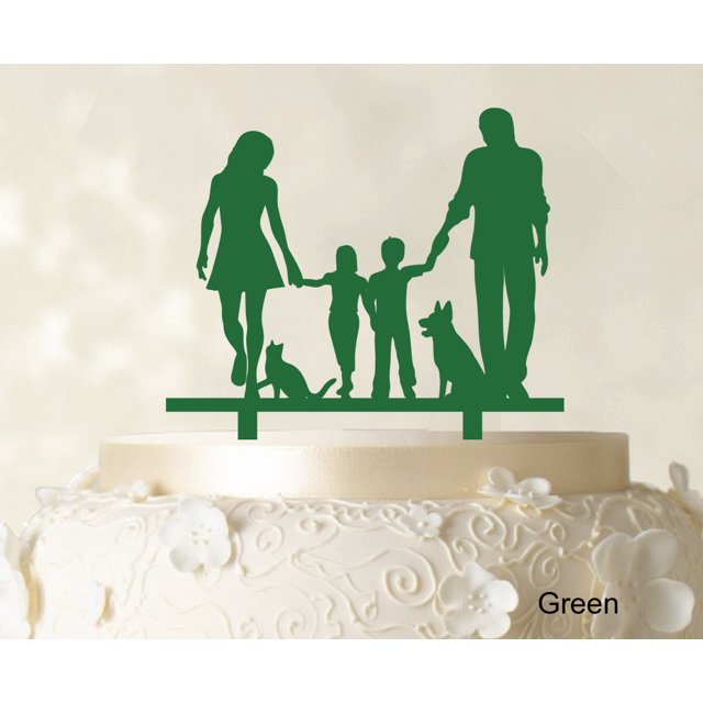 Family Cake Topper Personalized Silhouette Cake Topper Color Option Available 6-8 Inches Wide