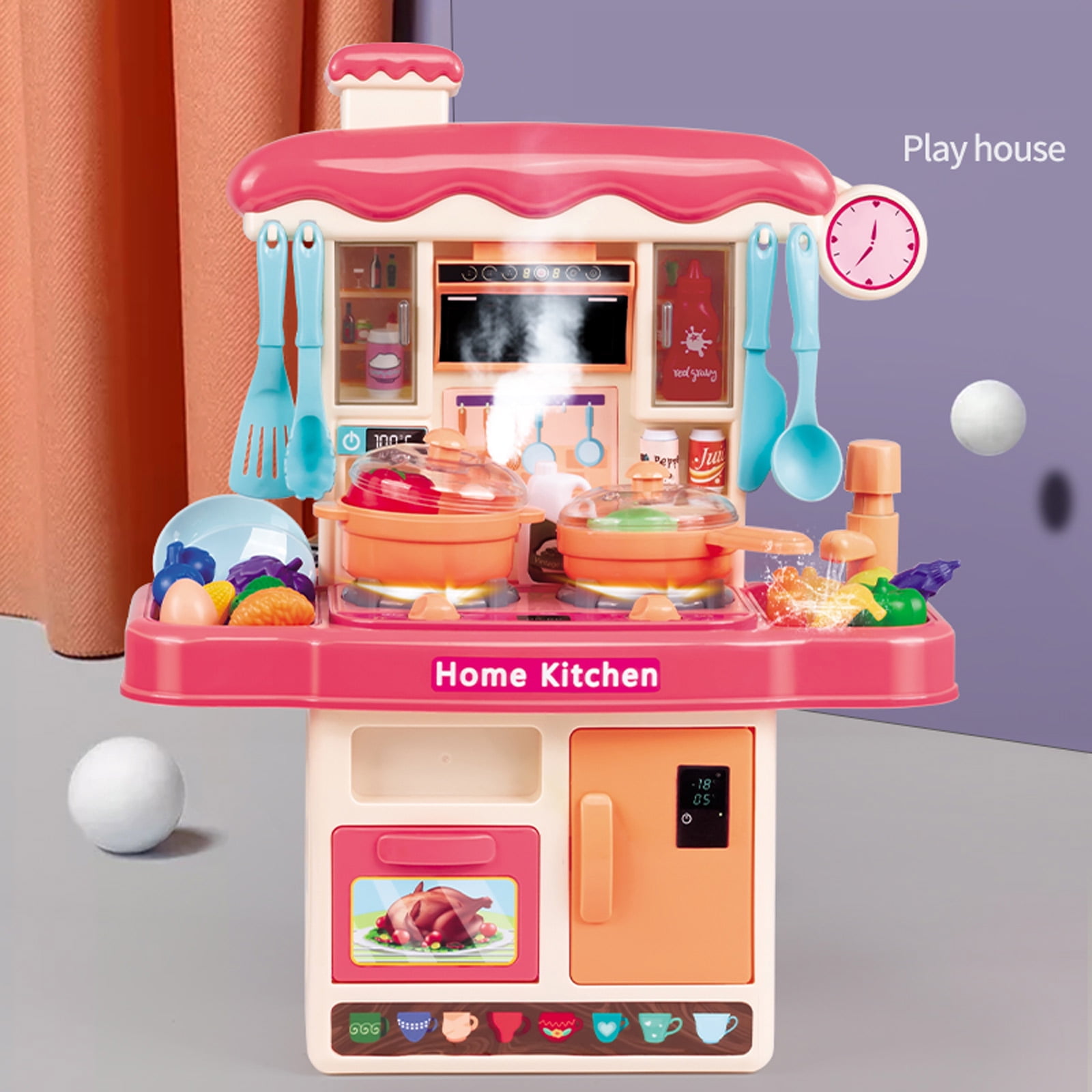 12pcs/set Kids Play House Household Appliances Toys Girls Simulation Mini  Kitchen Items Light-up and Sound Toy Kit for Baby Gift