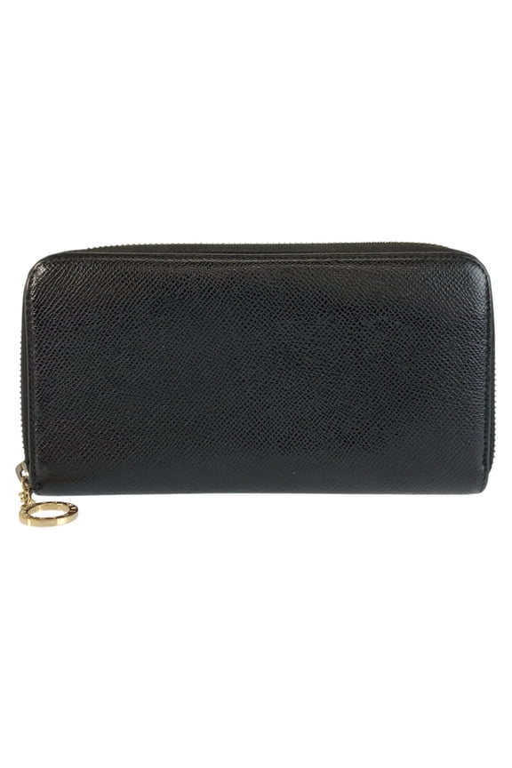 Pre-Owned BVLGARI Bulgari Black Leather Long Wallet with Gold Hardware FG E16 280551 for Men