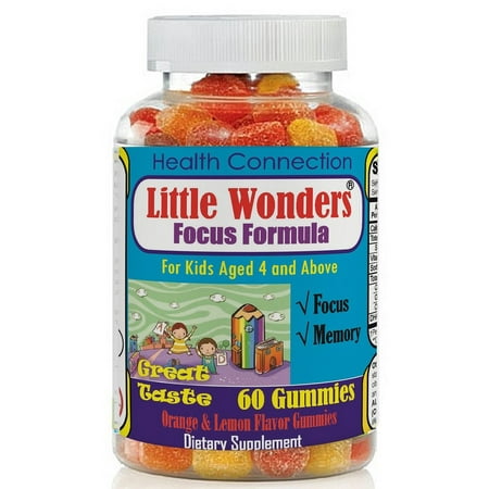 Brain Focus & Memory Formula Gummies for Kids, Attention & Focus Help for Children, Great Taste Calming Supplement, Natural Omega 3 DHA Nootropic MultiVitamins, Best School Study