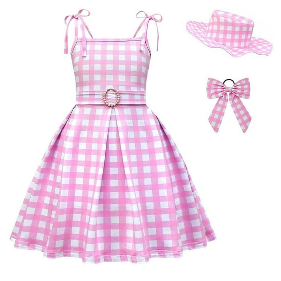 Girls Pink Plaid Movie Costume Kids Halloween Party Dress Up
