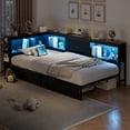 thumbnail image 3 of Lusimo Twin Corner Bed Frame with Bookcase Storage and LED Lights & Charging Station, Metal Platform Bed Frame with Storage Drawers Underneath for Bedroom, Black, 3 of 9