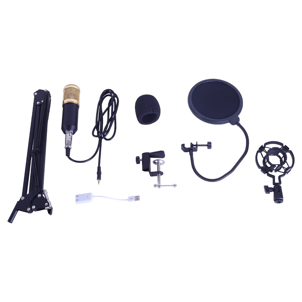 Sunthon Condenser Microphone Bundle,BM-800 Mic Kit with Live Sound Card,Adjustable Mic Suspension Arm,Metal Shock Mount and Double-Layer Pop Filter for Studio Recording & Broadcasting