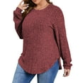 thumbnail image 3 of Fantaslook Womens Plus Size Tops Crewneck Long Sleeve Shirts Loose Tunic Tops Curved Hem Fall Pullover, 3 of 9