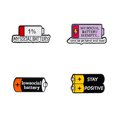thumbnail image 1 of Juego de broches con divertida cita sobre energía social con tema de batería, 1 of 2