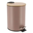 thumbnail image 2 of Cappuccino Trash Can with Bamboo Lid and Pedal, 2.5L Capacity, 2 of 7