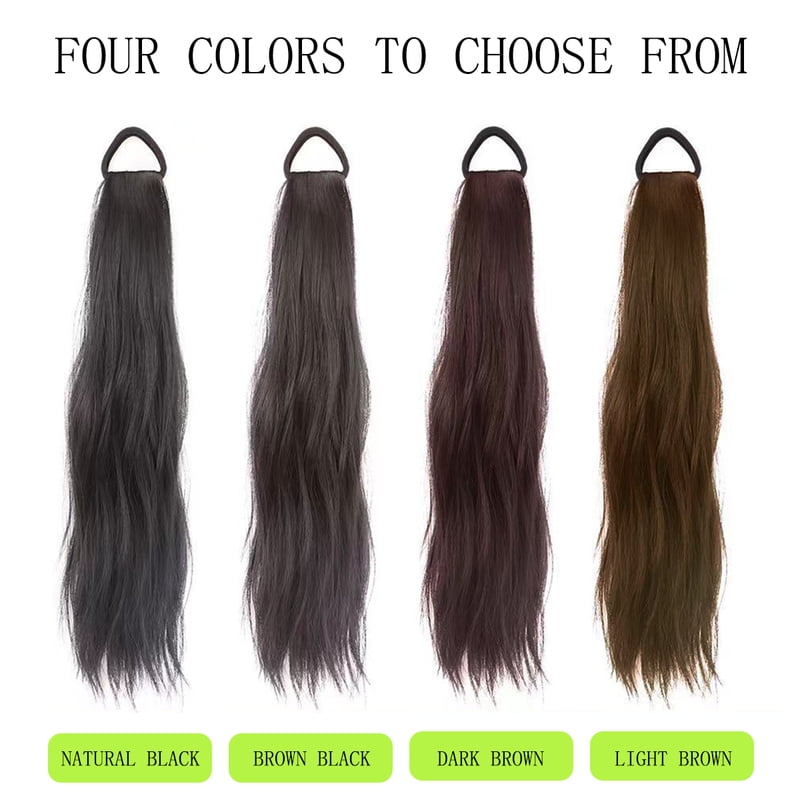 Synthetic Rubber Band Ponytail Sweet Woman Black Slightly Curly Ponytail Extension Long Heat-resistant Wig