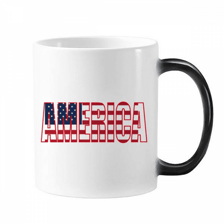 

America USA Country Flag Name Changing Color Mug Morphing Heat Sensitive Cup With Handles 350ml