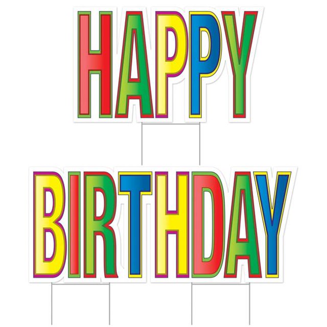 Beistle 53848-MC Jumbo Happy Birthday Plastic Yard Sign Set, Multi Color