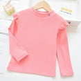 thumbnail image 2 of cfhntfmh Toddler Baby Girl Solid Color T Shirt Childrens Blouse Basic Plain Ruffle Top Cotton Casual Printed Clothes for 1-6 Years, 2 of 3
