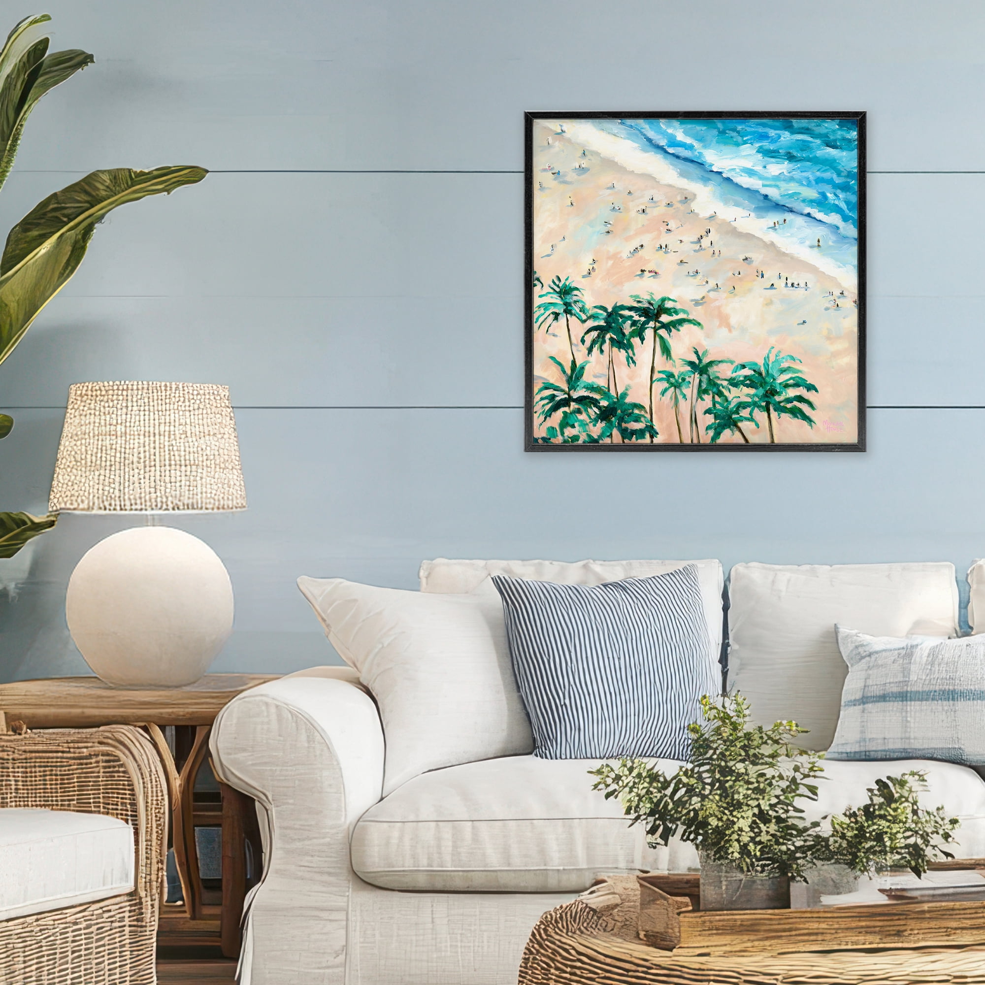 Stupell Industries Waikiki Beach Overview Black Framed Giclee Art, design by Meredith Howse