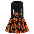 thumbnail image 3 of Edvintorg Halloween Dress for Women 2025 Long Sleeve Halloween Costumes Fashion Casual Receiving Waist Large Skirt Dresses Round-Neck Cocktail Dress, 3 of 7