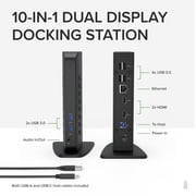 Plugable USB 3.0 and USB-C Universal Laptop Docking Station for Windows and Mac (Dual Video HDMI, Gigabit Ethernet, Audio, 6 USB Ports)