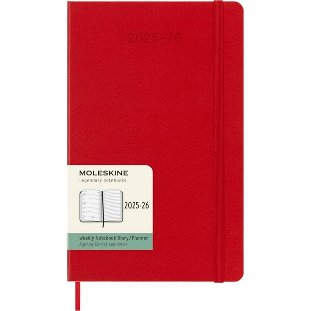 Agenda Moleskine Classic de 18 meses 2025-26, tamaño grande, rojo