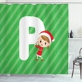 thumbnail image 1 of Ambesonne Christmas Alphabet Shower Curtain, Initials Concept, 69"Wx84"L, Green Dark Coral and White, 1 of 3