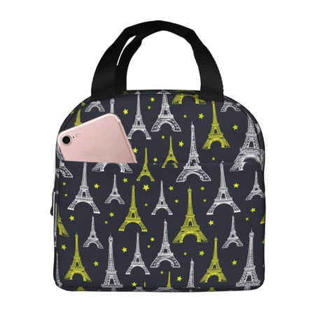 Insulated Lunch Bag for Women Men - glod Eiffel Tower Leakproof Cooler Lunch Box for Women Men  Lunch Tote Bags for Work School Picnic Travel