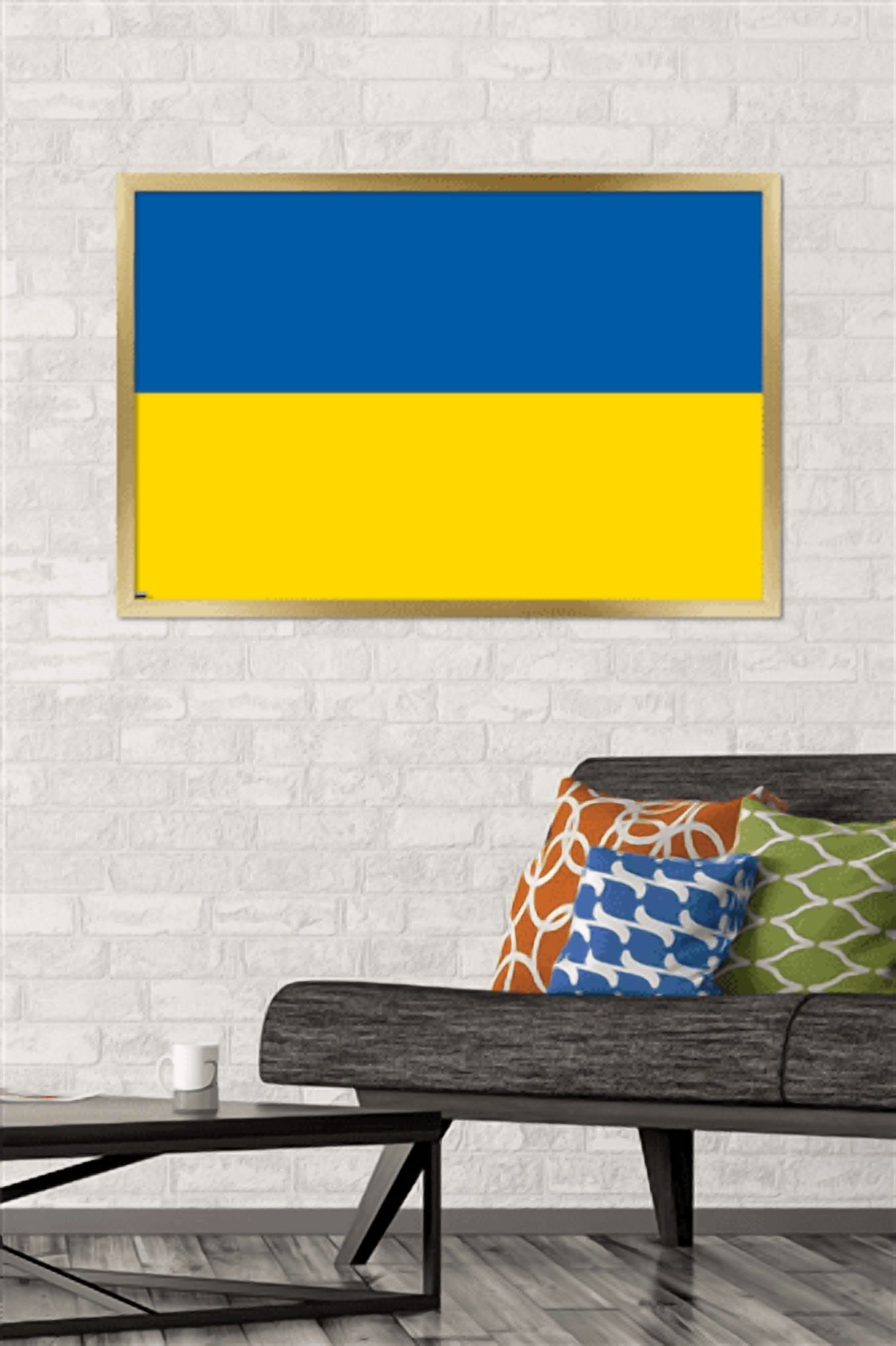 Ukrainian Flag Wall Poster, 22.375" x 34" Framed
