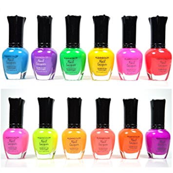 KLEANCOLOR NEON COLORS 12 FULL COLLETION SET NAIL POLISH (Best Neon Nail Polish)