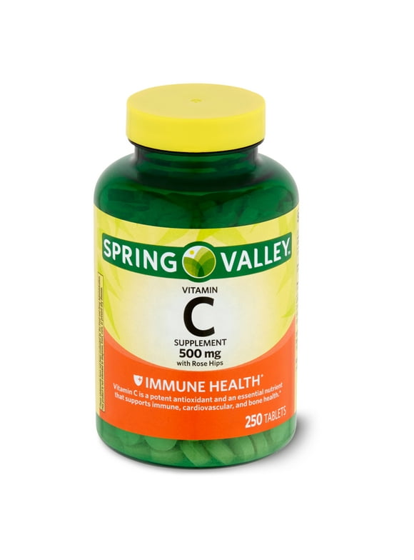 Spring Valley Vitamin C Supplement with Rose Hips, 500 mg, 250 Count