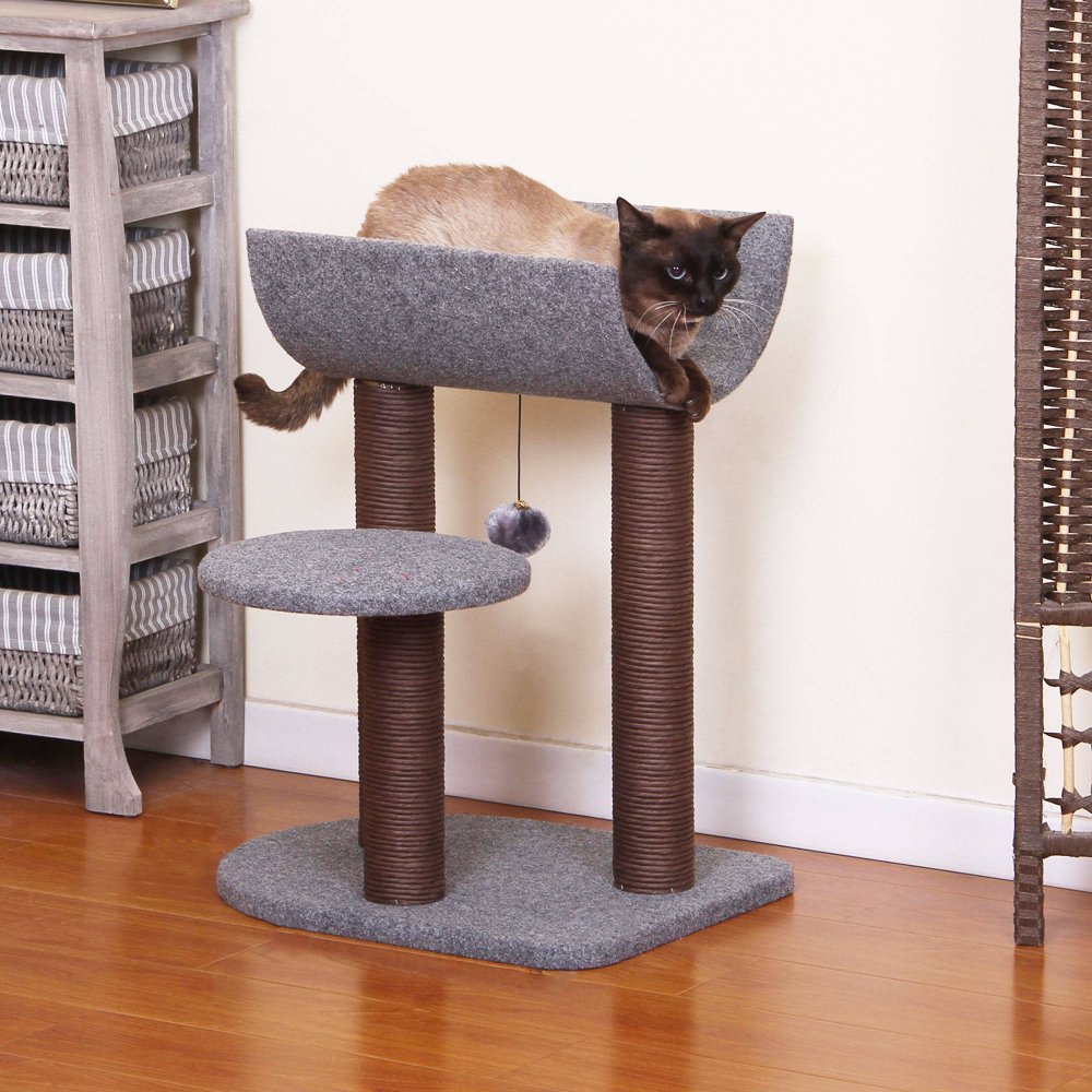 PetPals Group Cradle Chocolate and Grey Color Cat Tree with Curved