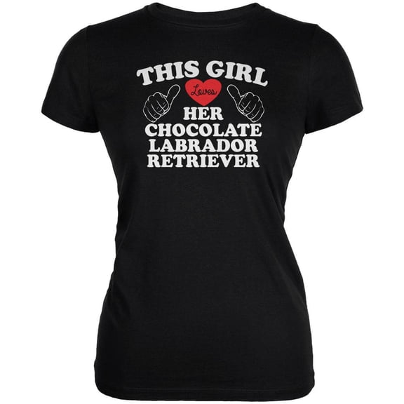 Valentines This Girl Loves Her Chocolate Lab Black Juniors Soft T-Shirt - Small
