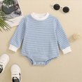 thumbnail image 2 of TOWED22 Unisex Baby Boy Girl Romper Waffle Onesie Clothes Long Sleeve Bubble Oversized Romper Bodysuit Top,Light Blue,3-6 M, 2 of 9