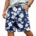 thumbnail image 2 of Mens Swim Trunks Men's New Loose Mesh Beach Printed Casual Drawstring Shorts Breathable Resort Print Crop Pants with Elastic Waist Summer Swim Trunks for Vacation Spring Royal Blue 2XL, 2 of 5