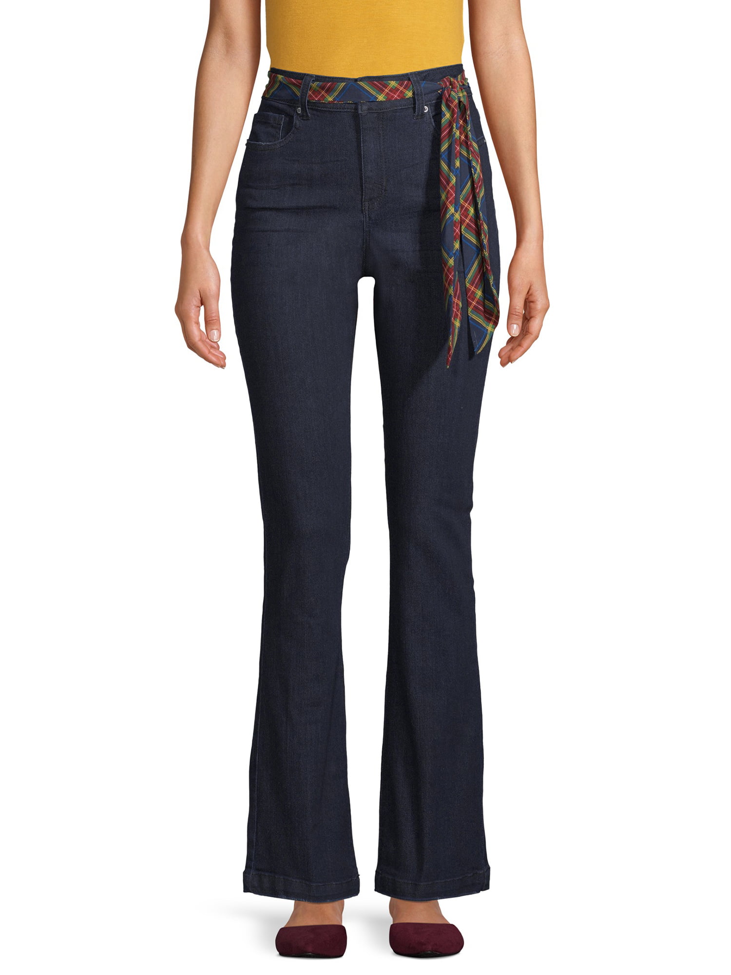 Time and Tru Women's Bootcut Jean with Scarf Belt - Walmart.com
