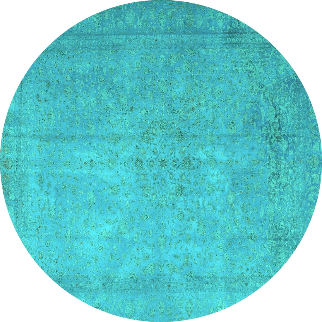 5 Rounded Blue Ahgly Company Machine Washable Indoor Round Persian Turquoise Blue ...