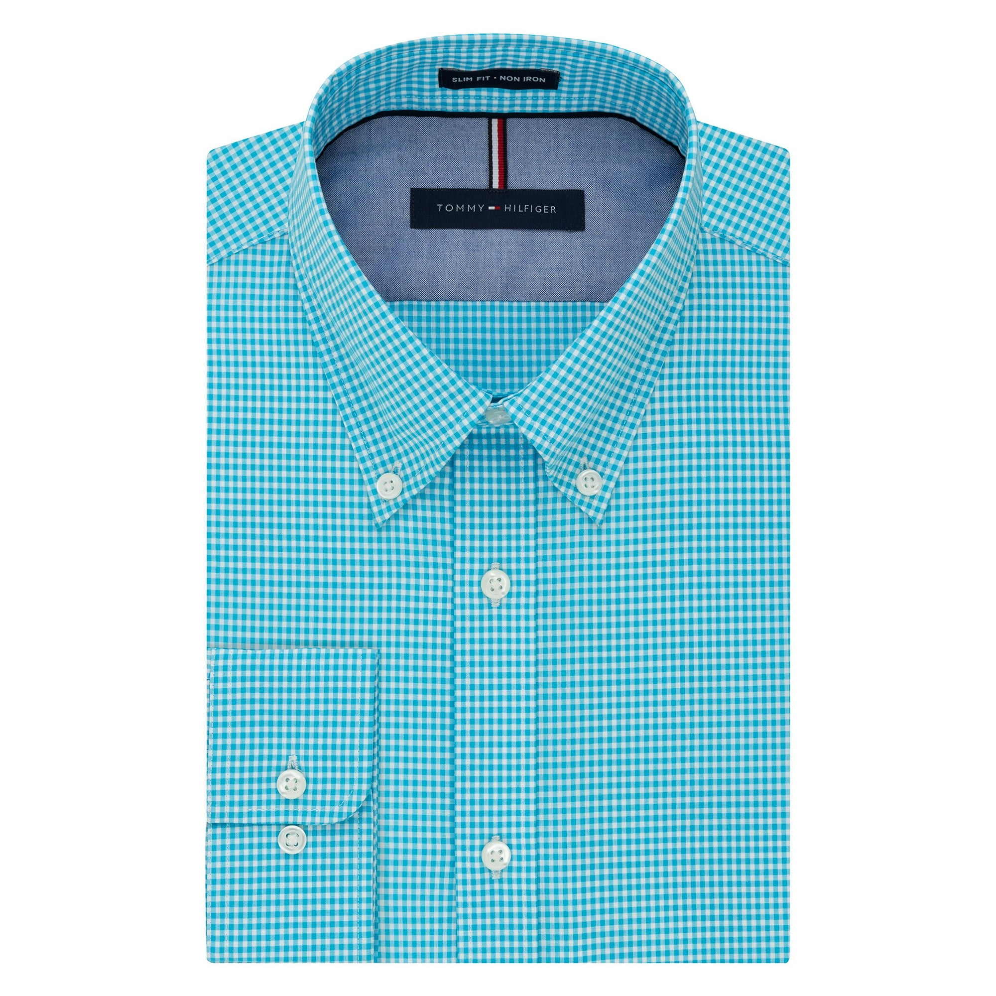 Tommy Hilfiger Men's Non Iron Slim Fit Gingham Buttondown Collar