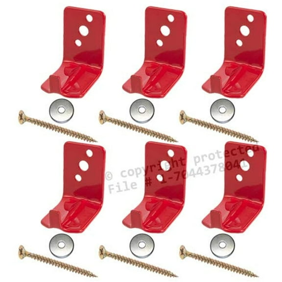 (Lot of 6) Fire Extinguisher Bracket, Wall Hook, Mount, Hanger, Universal for 10 to 15 Lb. Extinguishers with Screws and WASHERS