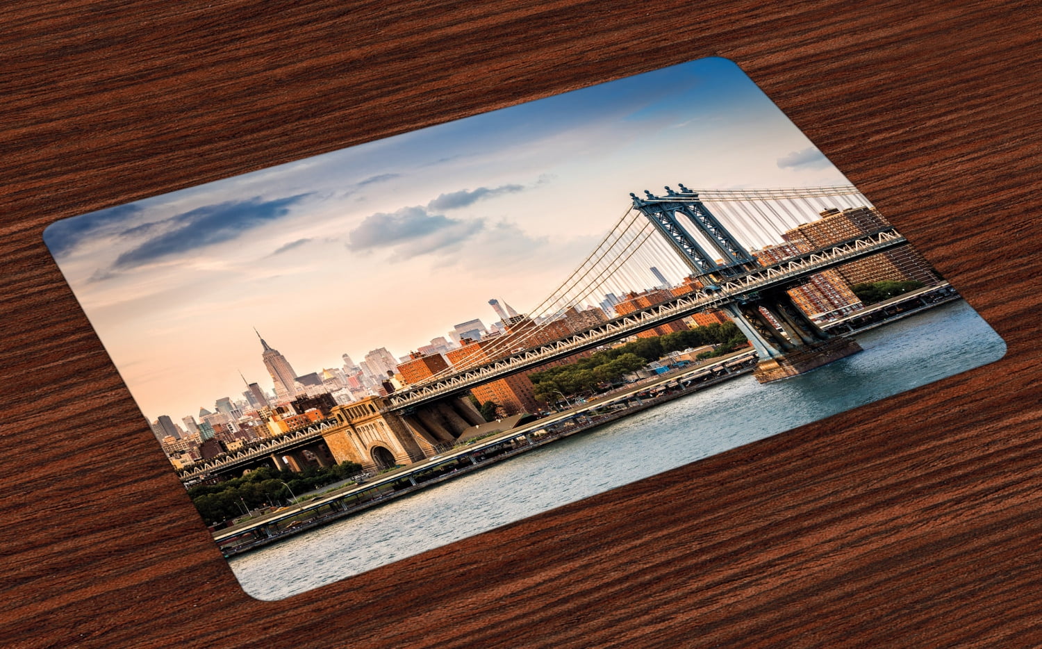 New York Placemats Set of 4 Manhattan Bridge and the New York Skyline