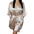 thumbnail image 1 of Women's Satin Kimono Bridesmaid Short Robe With Pockets - Silky Feel Modern Cut, 1 of 1