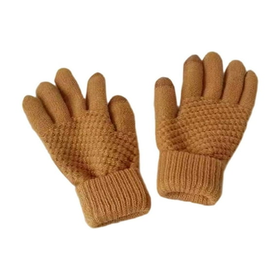 UTSJKR Knitted Gloves for Women Touchscreen Fashion Knit Mittens Warm Winter Fleece Elastic Folding Cuffs Texting Gloves Yellow