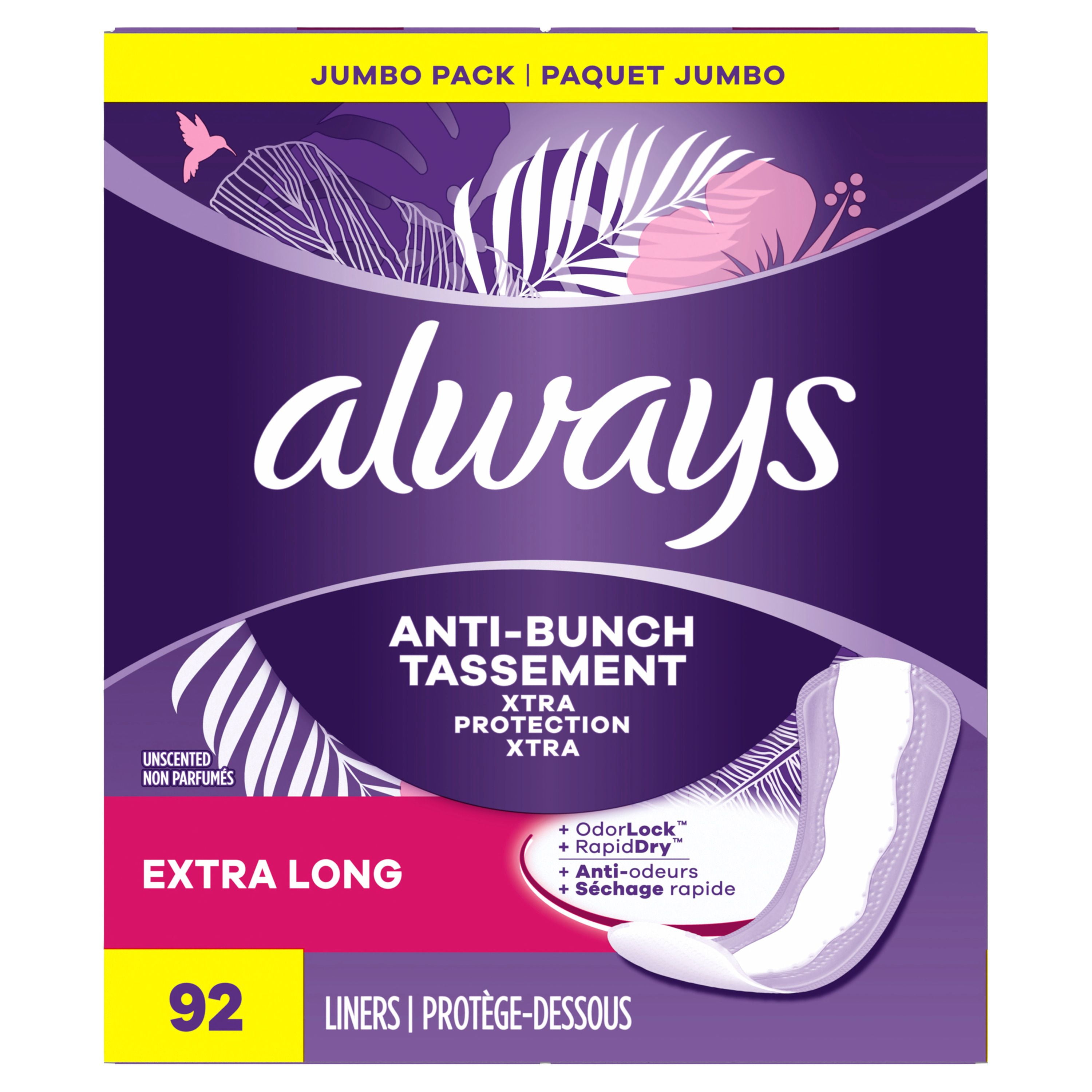 Always Anti-Tassement Xtra Protection Protège-Dessous Quotidiens, Longueur Extra Longue, Non Parfumés