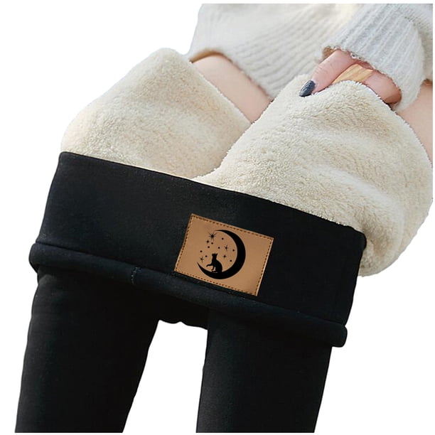 Gibobby Leggings Afelpados Tight Warm Sign Leggings mujer Winter Cat Pantalones gruesos Pantalones Pantalones terciopelo(Negro, XXL)