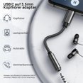 thumbnail image 2 of USB Type C to 3.5mm Earbuds Jack Adapter,USB Type C to 3.5mm Headphone Aux Audio Jack Hi-Res DAC Dongle Cable Compatible with Samsung Galaxy S23 S22 S21 S20 Note 20 10,Google,Black, 2 of 5
