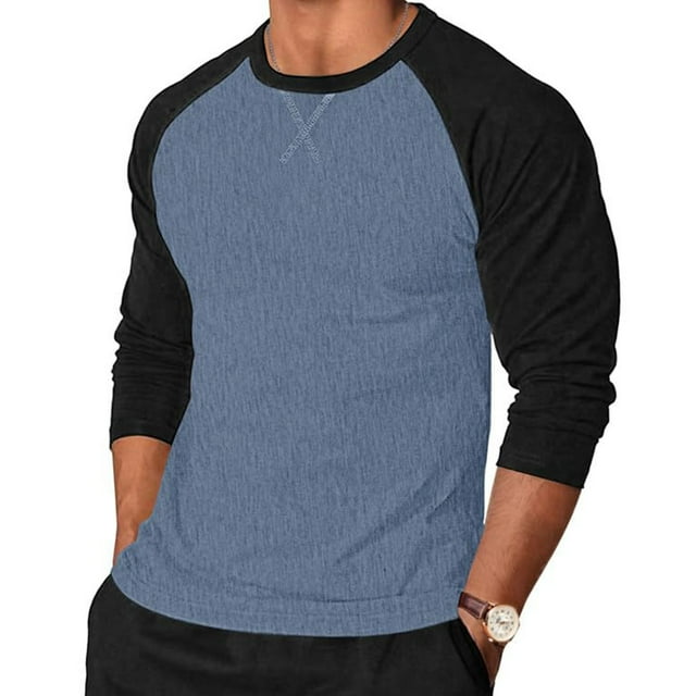 Tauxra Active Wear Long Sleeve Shirt for Men, Slim Fit Performance Top with Color Block Design, Breathable Workout and Casual Wear for Men