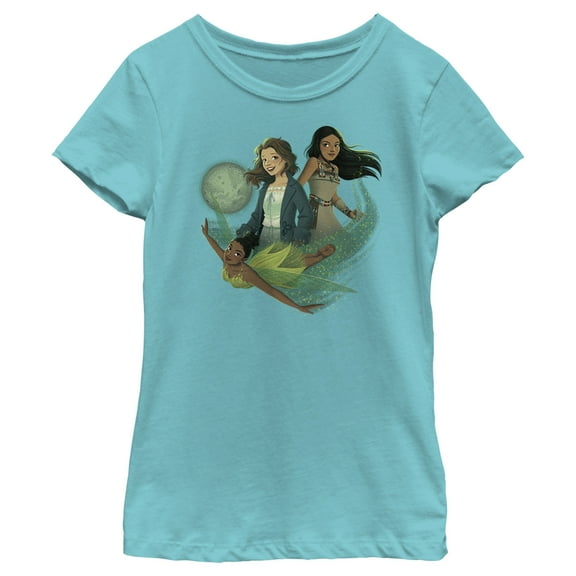 Girl's Peter Pan & Wendy Girls Animated Graphic Tee Tahiti Blue Large
