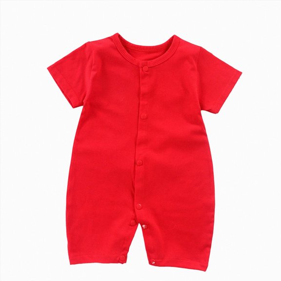 enyan Baby Children Unisex Short Sleeve Jumpsuit Romper Toddler Kids Soft Outfits for Spring Summer Baby Boy Girl Clothes Red,12-18 Months
