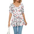 thumbnail image 3 of Gibobby Casual Playera de Manga Corta para Mujer Camiseta suelta informal con cuello en V para mujer, blusa manga corta con estampado(Blanco,M), 3 of 4